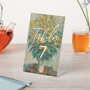 Monet Art Painting Floral Party Table Number Pedestal Sign