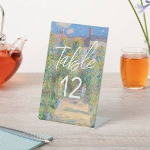 Monet Art Painting Floral Party Table Number Pedestal Sign