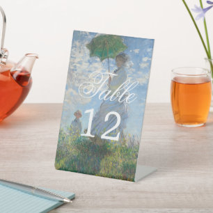 Monet Art Paintings Floral Wedding Table Number Pedestal Sign