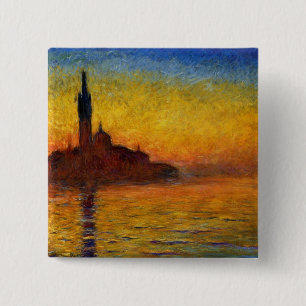 Monet Art Venice Impressionist Painting 15 Cm Square Badge