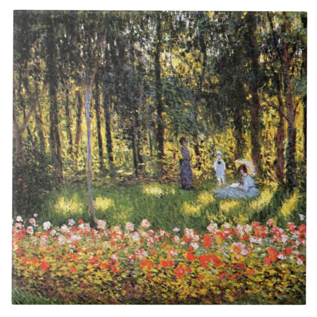 Monet - Artist's Family in the Garden Tile (Front)