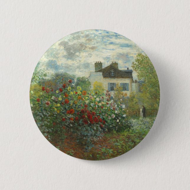 Monet Artists Garden in Argenteuil Painting 6 Cm Round Badge (Front)