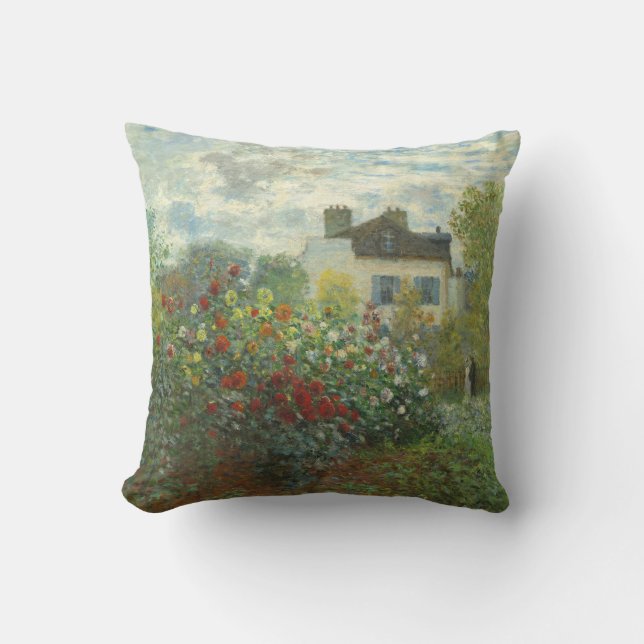 Monet Artists Garden in Argenteuil Painting Cushion (Front)