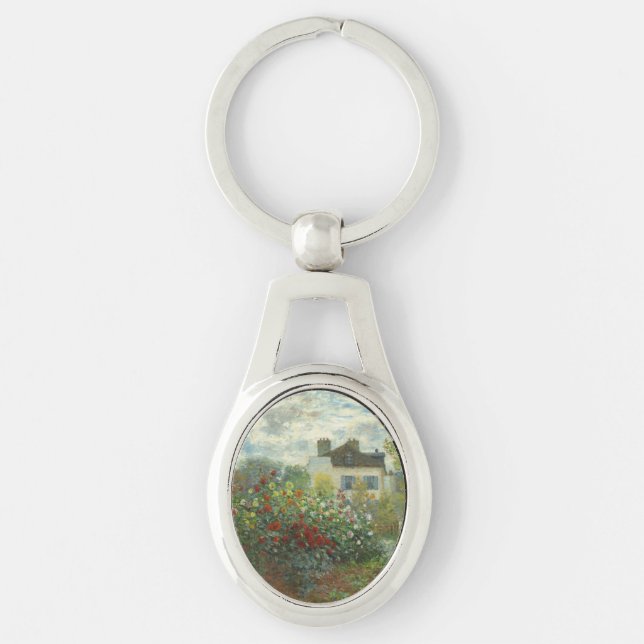 Monet Artists Garden in Argenteuil Painting Key Ring (Front)