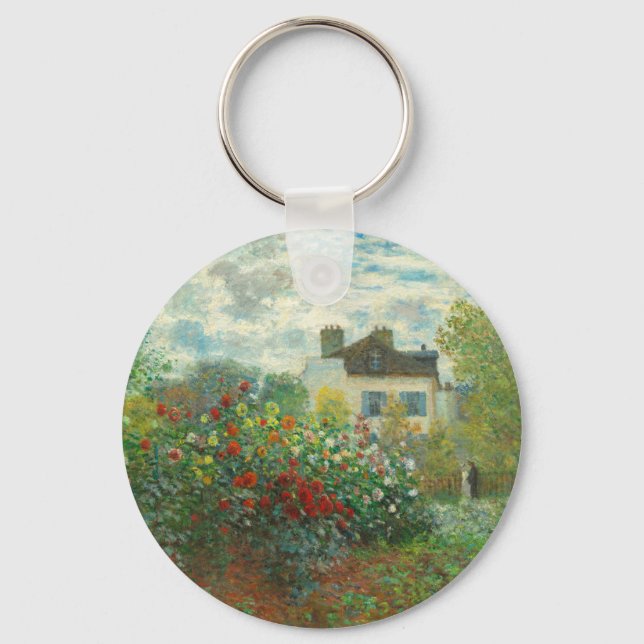 Monet Artists Garden in Argenteuil Painting Key Ring (Front)