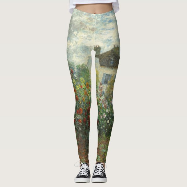 Monet Artists Garden in Argenteuil Painting Leggings (Front)