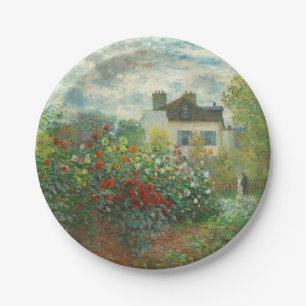 Monet Artists Garden in Argenteuil Painting Paper Plate