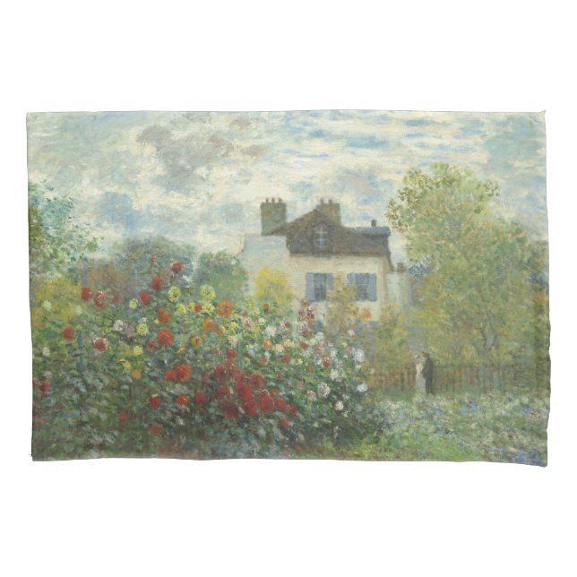 Monet Artists Garden in Argenteuil Painting Pillowcase (Front)