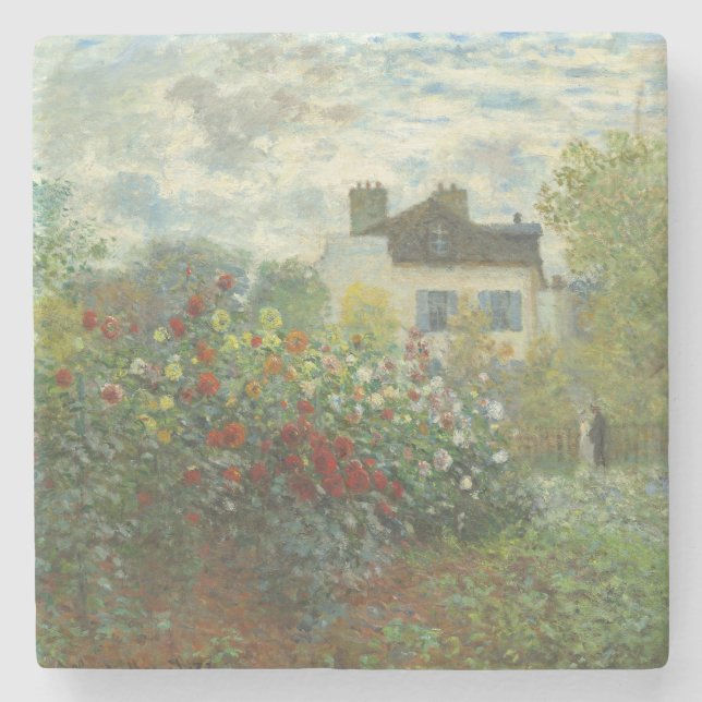 Monet Artists Garden in Argenteuil Painting Stone Coaster (Front)