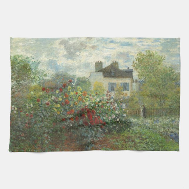 Monet Artists Garden in Argenteuil Painting Tea Towel (Horizontal)