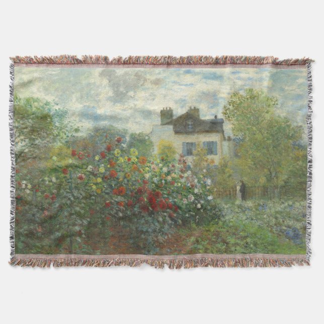 Monet Artists Garden in Argenteuil Painting Throw Blanket (Front)