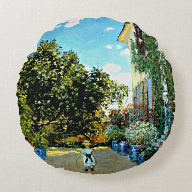 Monet - Artist's House at Argenteuil Round Cushion (Front)