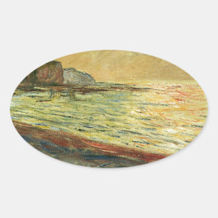 Monet Beach At Pourville Oval Sticker