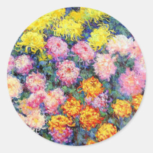 Monet - Bed of Chrysanthemums  Classic Round Sticker