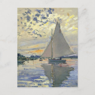 Monet boat water Sailing in Le-Petit-Gennevillie Postcard