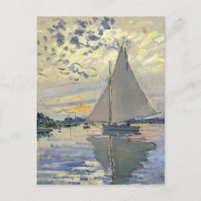 Monet boat water Sailing in Le-Petit-Gennevillie Postcard (Front)