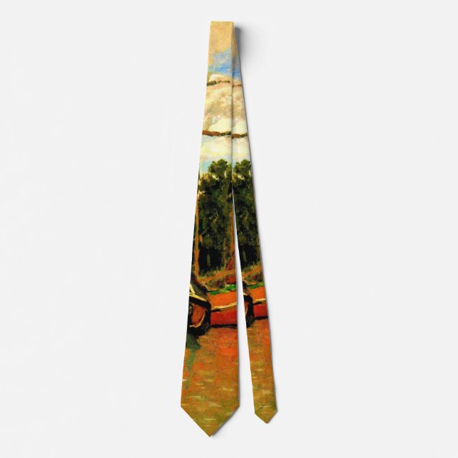 Monet - Boats at Zaandam, famous painting Tie (Front)