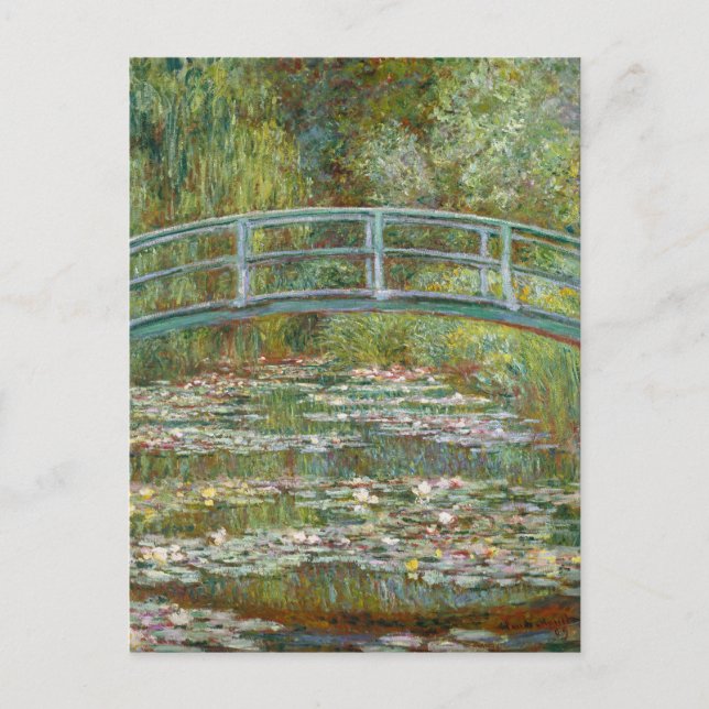 Monet Bridge Over Pond Water Lilies Vintage Postcard (Front)