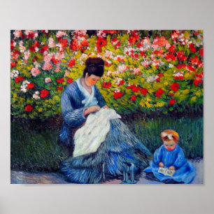 Monet Camille and Child in Artist's Garden  Poster