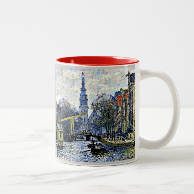 Monet: Canal in Amsterdam Two-Tone Coffee Mug (Right)