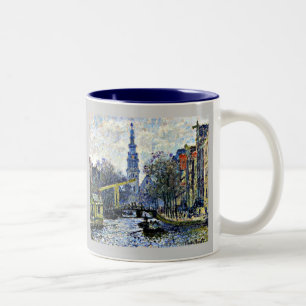Monet: Canal in Amsterdam Two-Tone Coffee Mug
