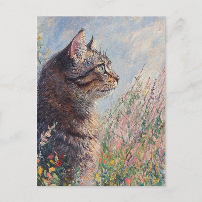 Monet Cat Vintage Postcard  (Front)