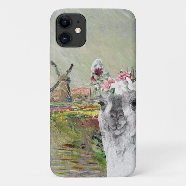 Monet Champ Tulipes and Fancy Llama Case-Mate iPhone Case (Back)