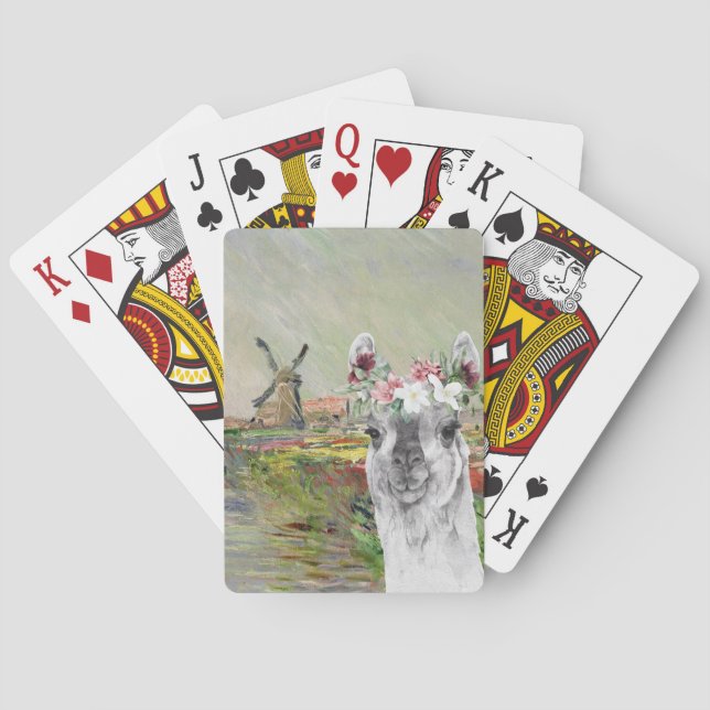 Monet Champ Tulipes and Fancy Llama Playing Cards (Back)