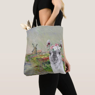 Monet Champ Tulipes and Fancy Llama Tote Bag