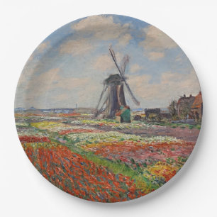 Monet - Champs de Tulipes en Hollande Paper Plate