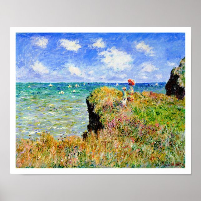 Monet - Cliff Top Walk At Pourville Seaside Resort Poster (Front)