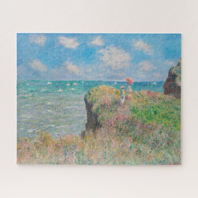 Monet Cliff Walk at Pourvil Impressionist Painting Jigsaw Puzzle (Horizontal)