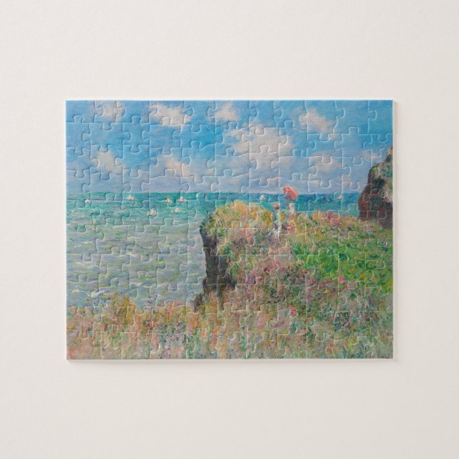 Monet Cliff Walk at Pourvil Impressionist Painting Jigsaw Puzzle (Horizontal)