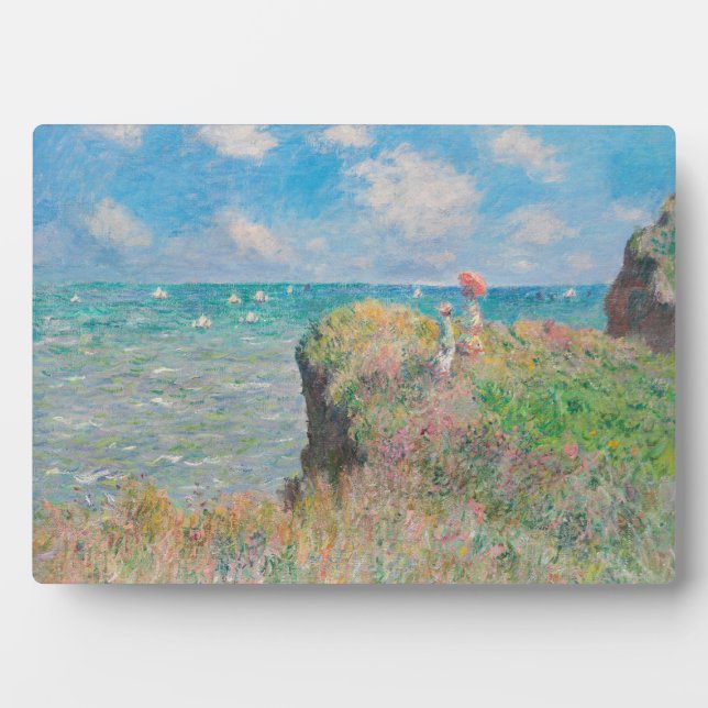 Monet Cliff Walk at Pourvil Impressionist Painting Plaque (Front)