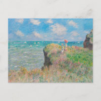 Monet Cliff Walk at Pourvil Impressionist Painting