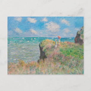 Monet Cliff Walk at Pourvil Impressionist Painting Postcard