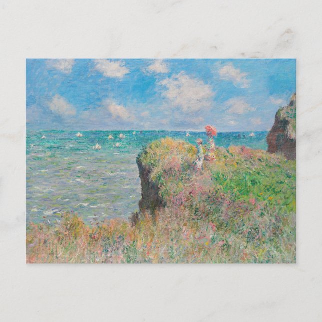 Monet Cliff Walk at Pourvil Impressionist Painting Postcard (Front)