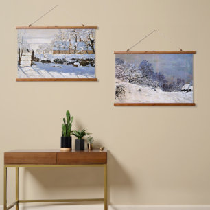 Monet famous winter landscape paintings hanging tapestry