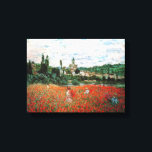 Monet Field of Red Poppies Canvas Print<br><div class="desc">Monet Field of Red Poppies canvas wrap. Oil on canvas from 1879. Monet painted several different poppy fields during his career. This particular painting features several young women in sundresses and sunhats collecting the red flowers before a river on a slightly cloudy summer day. A pretty gift for fans of...</div>