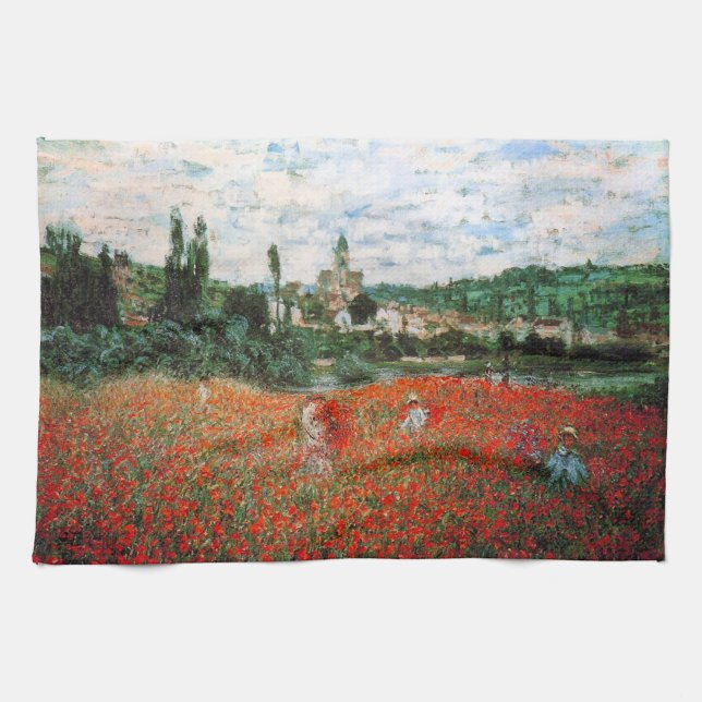Monet Field of Red Poppies Kitchen Towel (Horizontal)