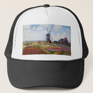 Monet Field of Tulips With Windmill Hat