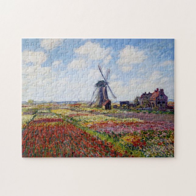 Monet Field of Tulips With Windmill Puzzle (Horizontal)
