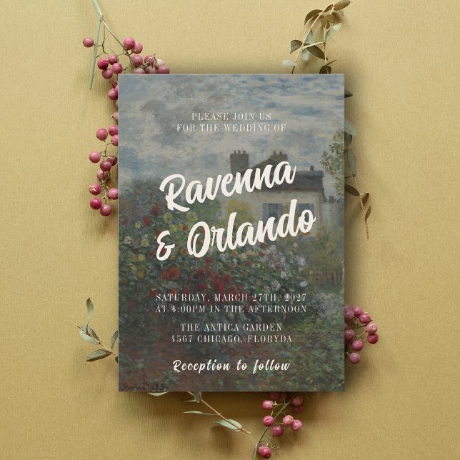 Monet Fine Art Rustic Romantic Inspired Wedding Invitation (Creator Uploaded)