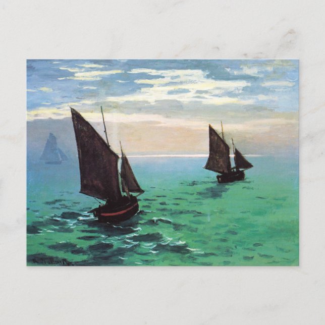 Monet Fishing Boats at Sea Postcard (Front)
