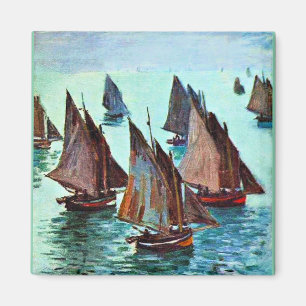 Monet - Fishing Boats, Calm Sea, famous artwork Magnet