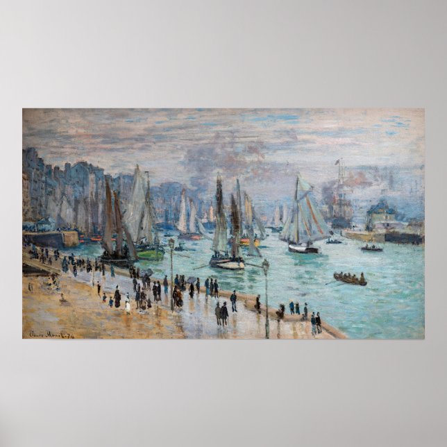 Monet - Fishing Boats Leaving the Harbour, Le Havr Poster (Front)
