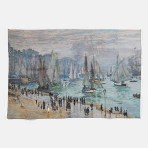 Monet - Fishing Boats Leaving the Harbour, Le Havr Tea Towel