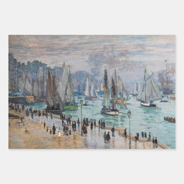 Monet - Fishing Boats Leaving the Harbour, Le Havr Wrapping Paper Sheet (Front)