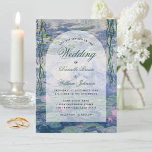Monet Floral Arch Elegant Wedding Water Lilies  Invitation