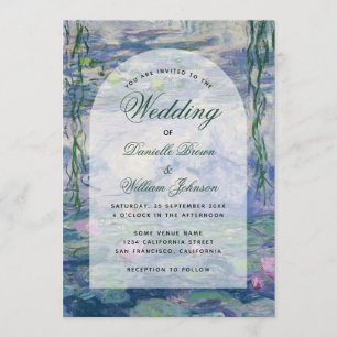 Monet Floral Arch Elegant Wedding Water Lilies  Invitation